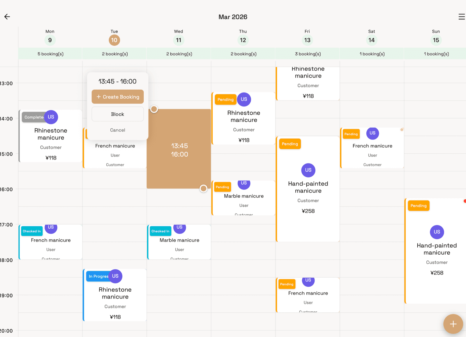 Mobile-first booking