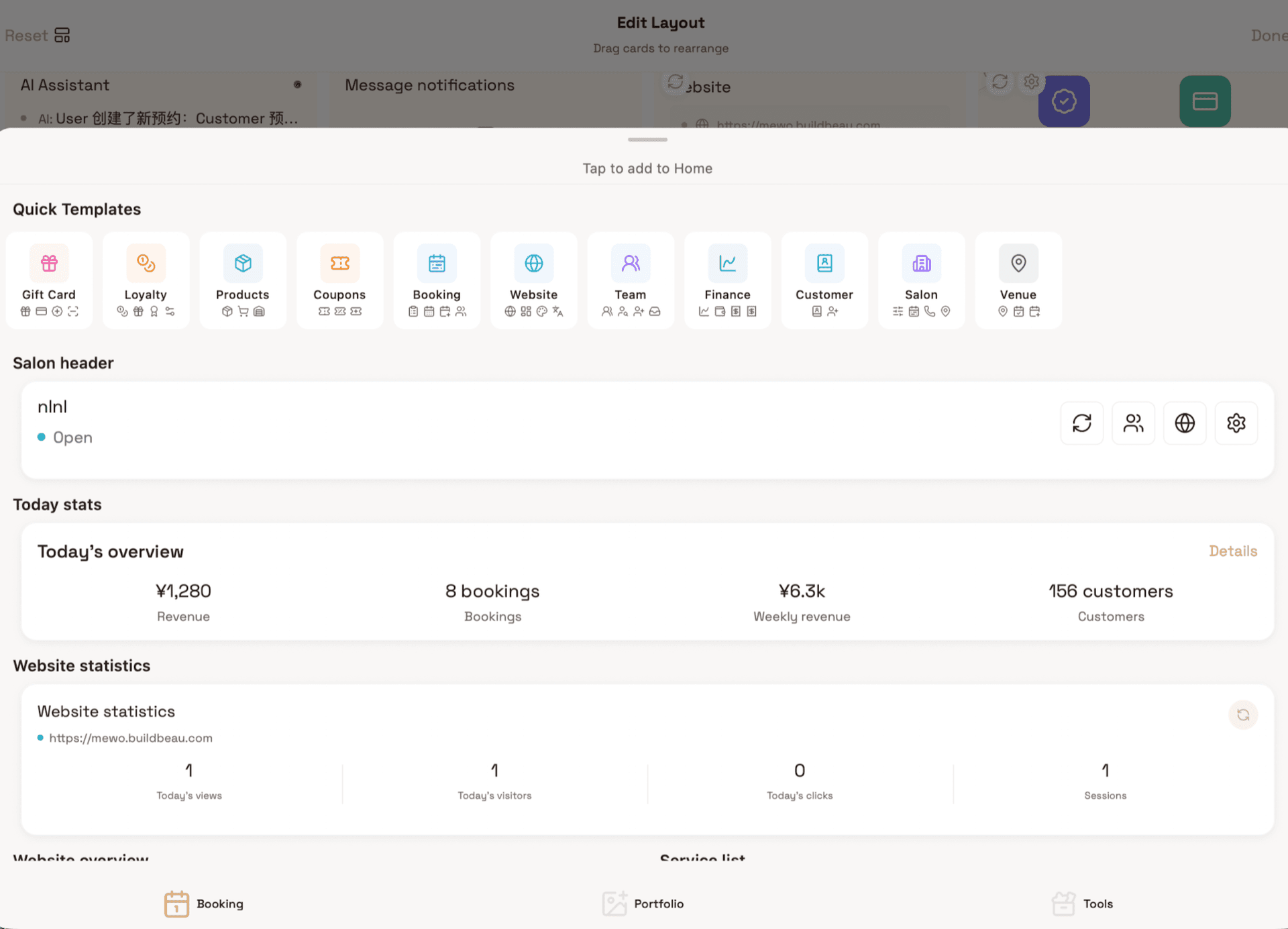 Store performance dashboard